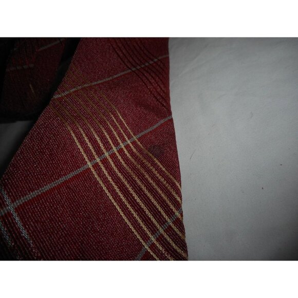 Vintage Van Heusen Necktie Tie Burgundy Beige Blue Striped - Picture 3 of 5